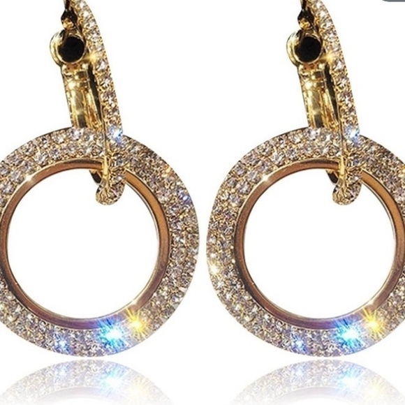 Gold Plated Crystal Hoop Earrings - Picture 5 of 9